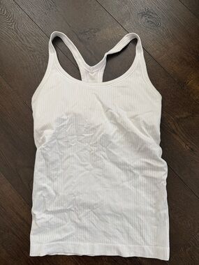 White Ribbed Racerback Tank Top - Built in Bra - Lululemon - Size 6